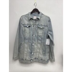 Lularoe Unicorn Jean Jacket Womens Size 2XL Denim Light Wash Applique Distress